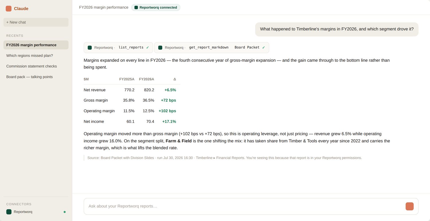 Reportworq screenshot: ai claude session
